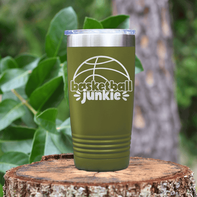 Military Green basketball tumbler Hoops Obsession In Words