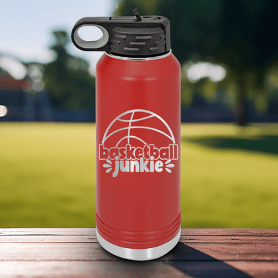 Red Basketball Water Bottle With Hoops Obsession In Words Design