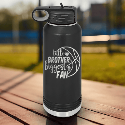 Black Basketball Water Bottle With Hoops Sibling Pride Design