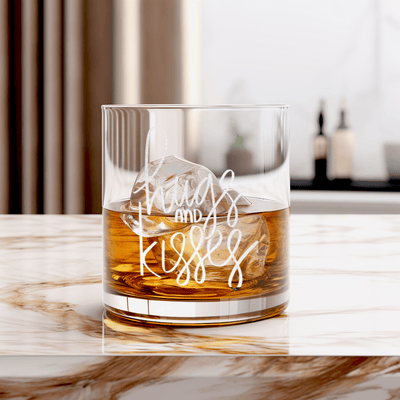 Hugs And Kisses Whiskey Glass