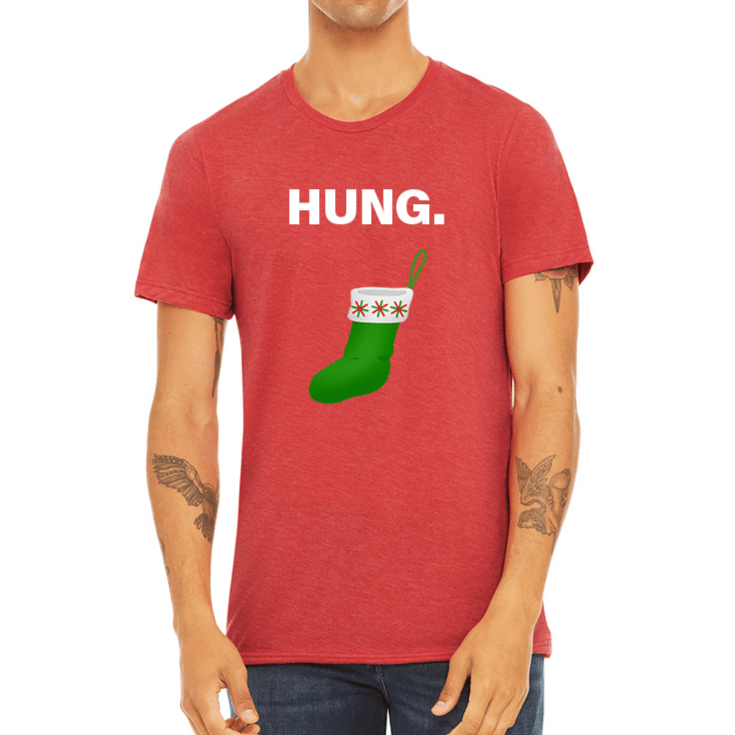 Unique Personalized Hung and Jolly Christmas Shirt Customized shirts Gifts for Men by Groovy Guy