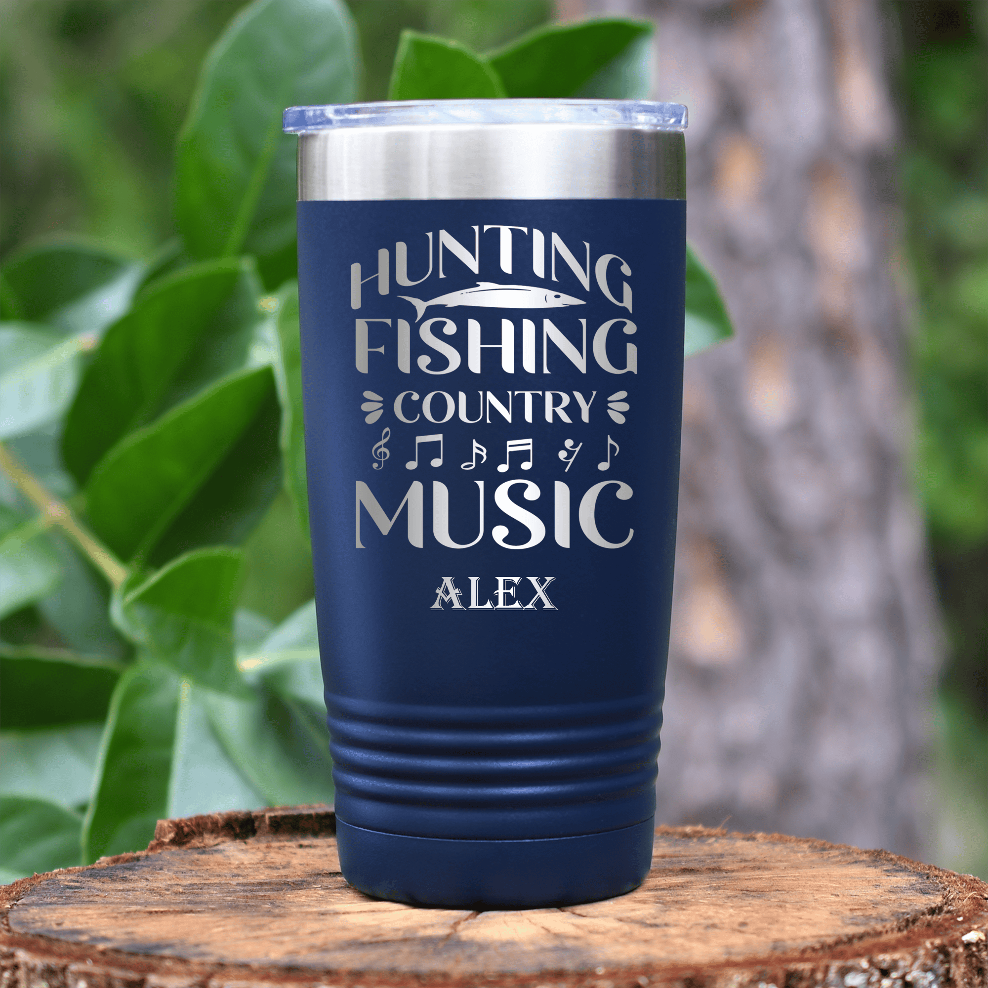 Navy Fishing Tumbler With Hunting Fishing And Country Music Design