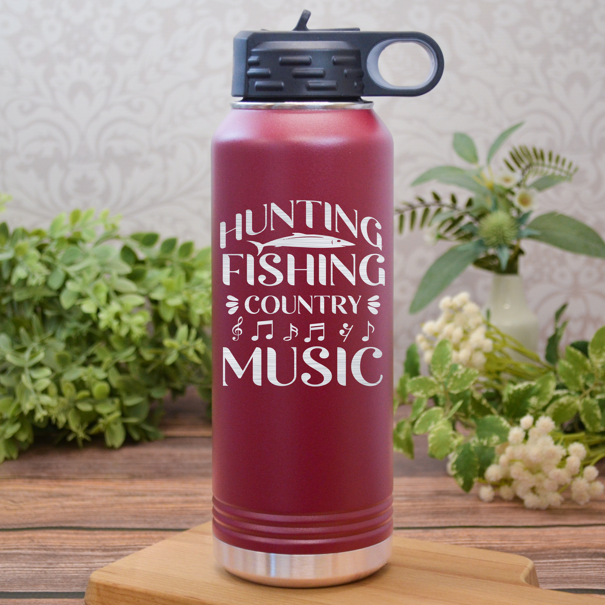 Hunting Fishing And Country Music Water Bottle