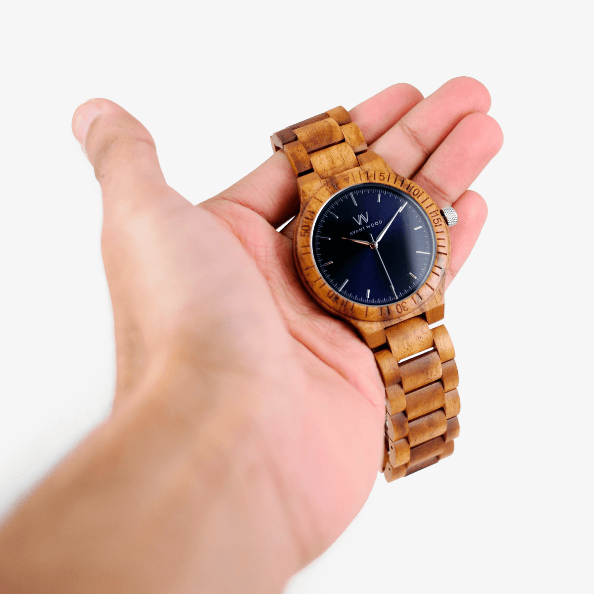 Unique Personalized Navy Rose Wood Watch Customized Watches Gifts for Men by Groovy Guy