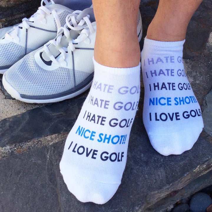 Unique Personalized Love/Hate Golf No - Show Socks Customized Socks Gifts for Men by Groovy Guy