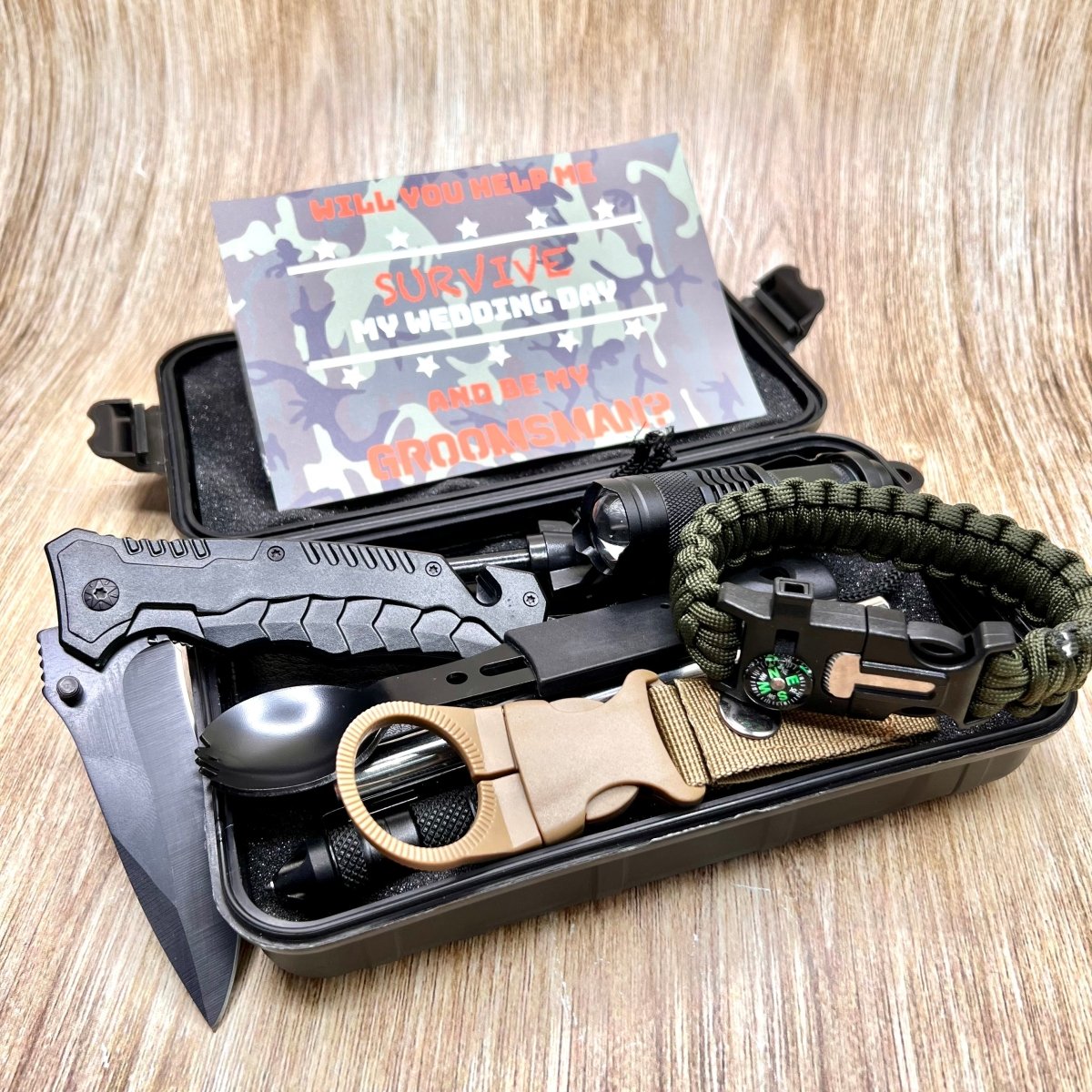 Unique Personalized Survival Groomsman Proposal Set Customized Gifts for Men by Groovy Guy