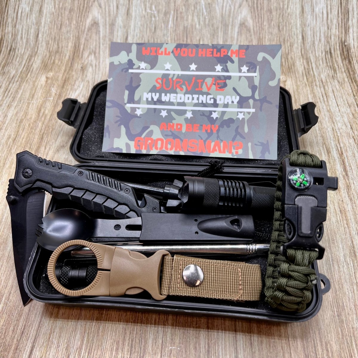 Unique Personalized Survival Groomsman Proposal Set Customized Gifts for Men by Groovy Guy