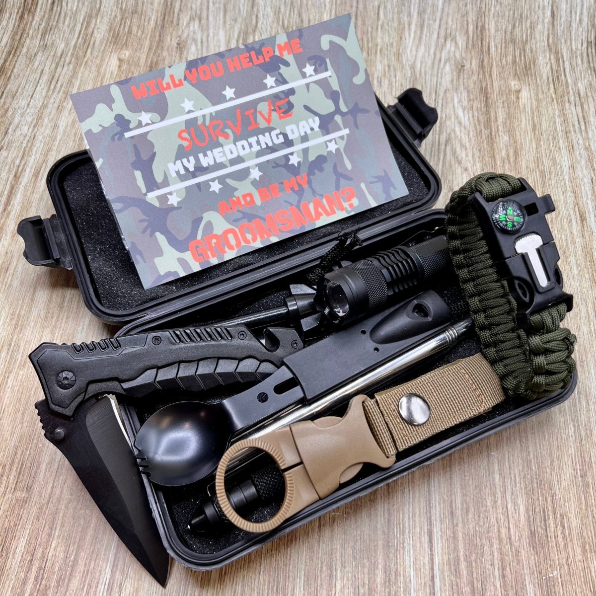 Unique Personalized Survival Groomsman Proposal Set Customized Gifts for Men by Groovy Guy