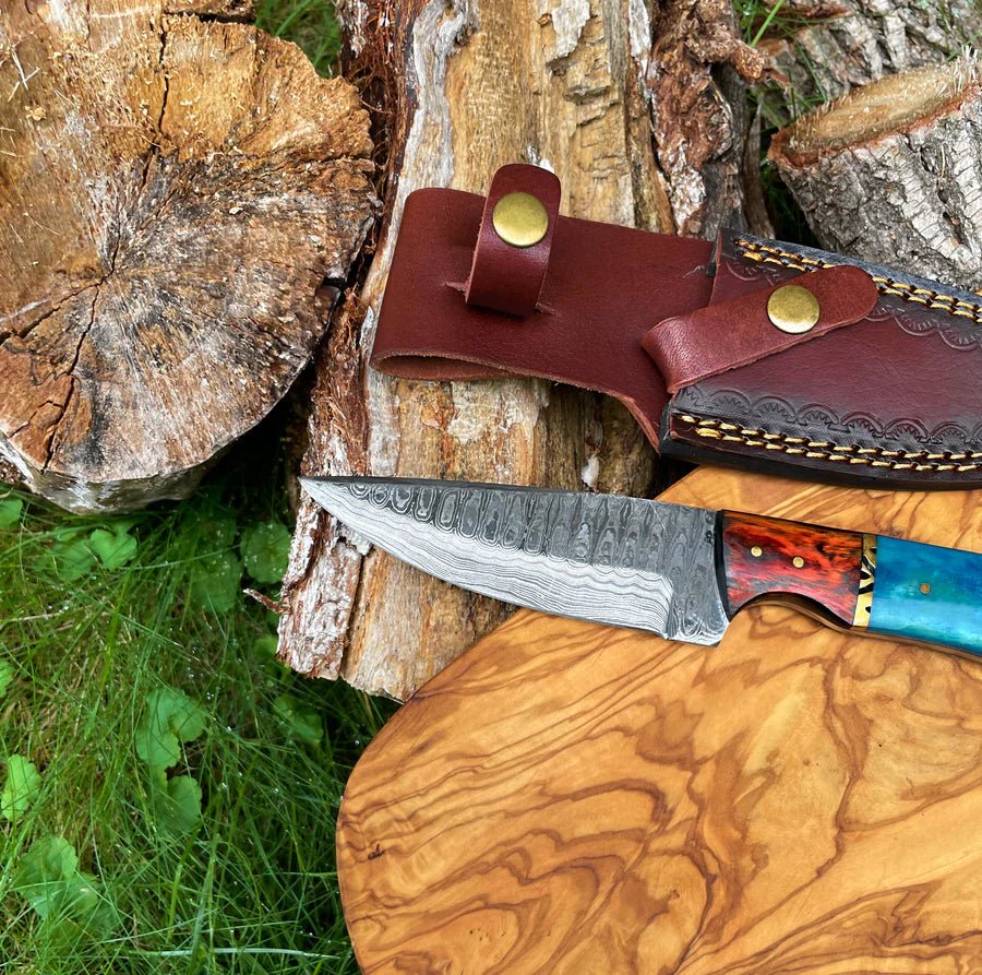 Unique Personalized Drop - Style Damascus Blade Customized Damascus Knife Gifts for Men by Groovy Guy