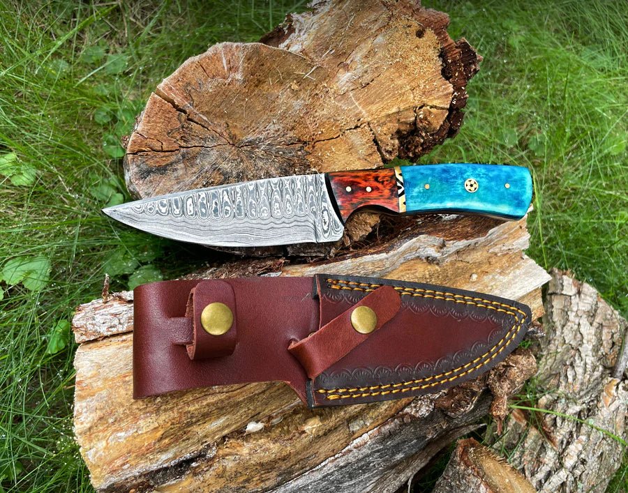 Unique Personalized Drop - Style Damascus Blade Customized Damascus Knife Gifts for Men by Groovy Guy