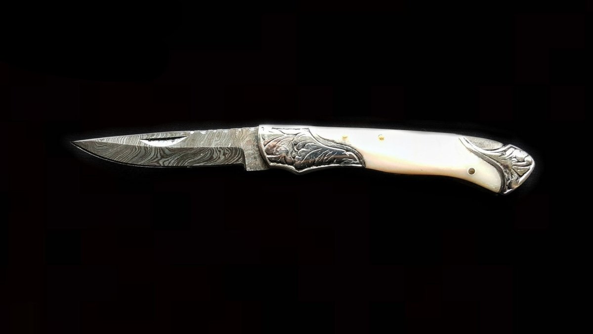 Unique Personalized Camel Bone Folding Knife Customized Damascus Knife Gifts for Men by Groovy Guy