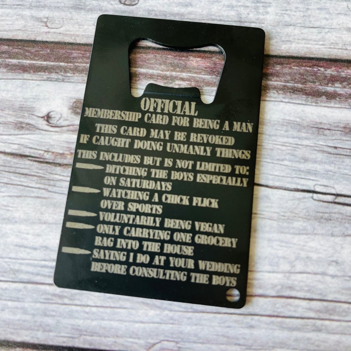 Unique Personalized Man Card Customized Bottle Openers Gifts for Men by Groovy Guy