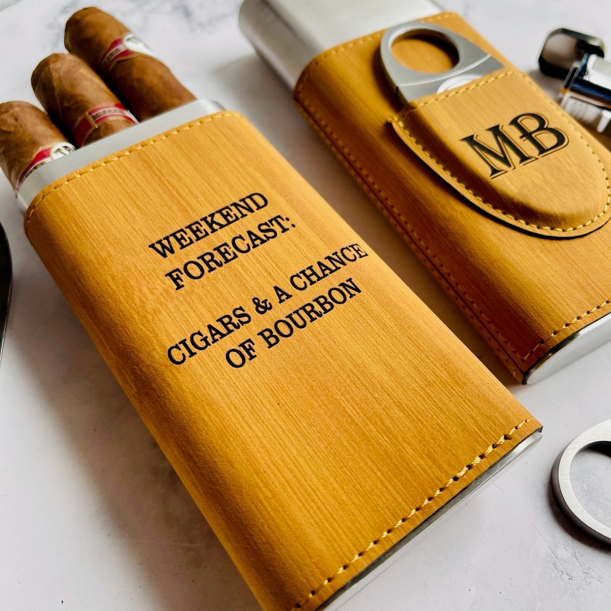 Unique Personalized Engraved Cigar Travel Case Customized Cigar Case Gifts for Men by Groovy Guy
