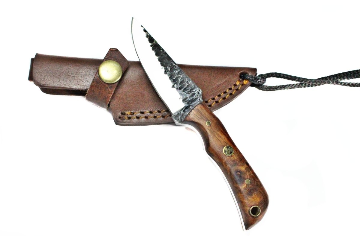 Unique Personalized Neck Knife with Forged Scales Customized Carbon Steel Knife Gifts for Men by Groovy Guy