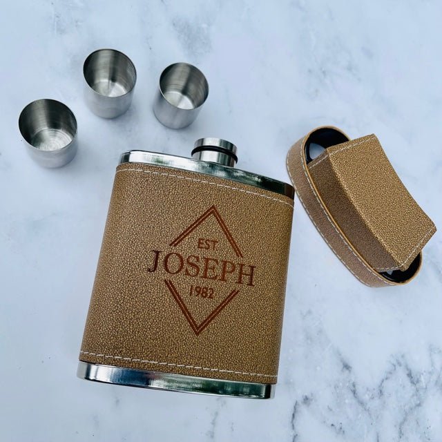 Unique Personalized Trifecta Flask Customized Gifts for Men by Groovy Guy