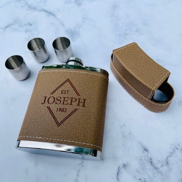 Unique Personalized Trifecta Flask Customized Gifts for Men by Groovy Guy