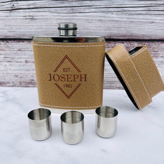 Unique Personalized Trifecta Flask Customized Gifts for Men by Groovy Guy
