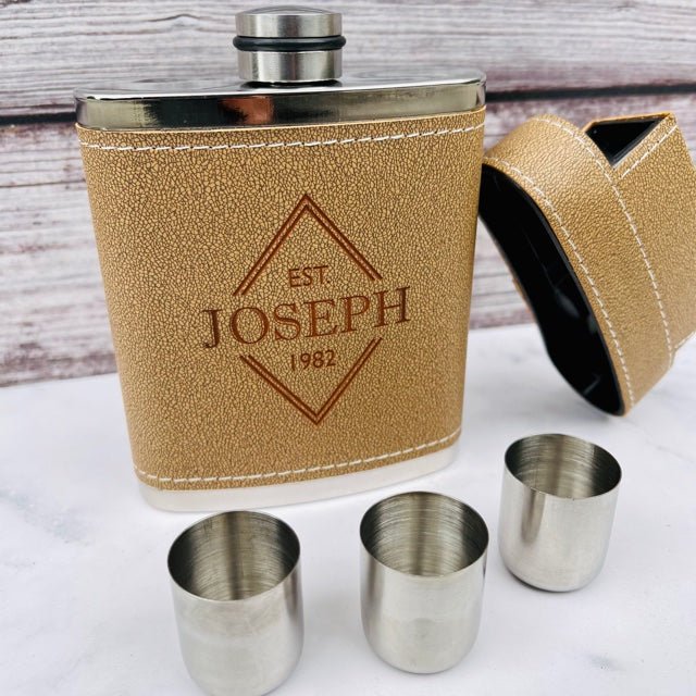 Unique Personalized Trifecta Flask Customized Gifts for Men by Groovy Guy