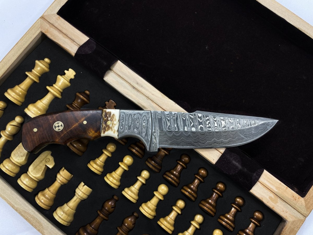 Unique Personalized Damascus Steel Fixed Blade Knife Customized Damascus Knife Gifts for Men by Groovy Guy