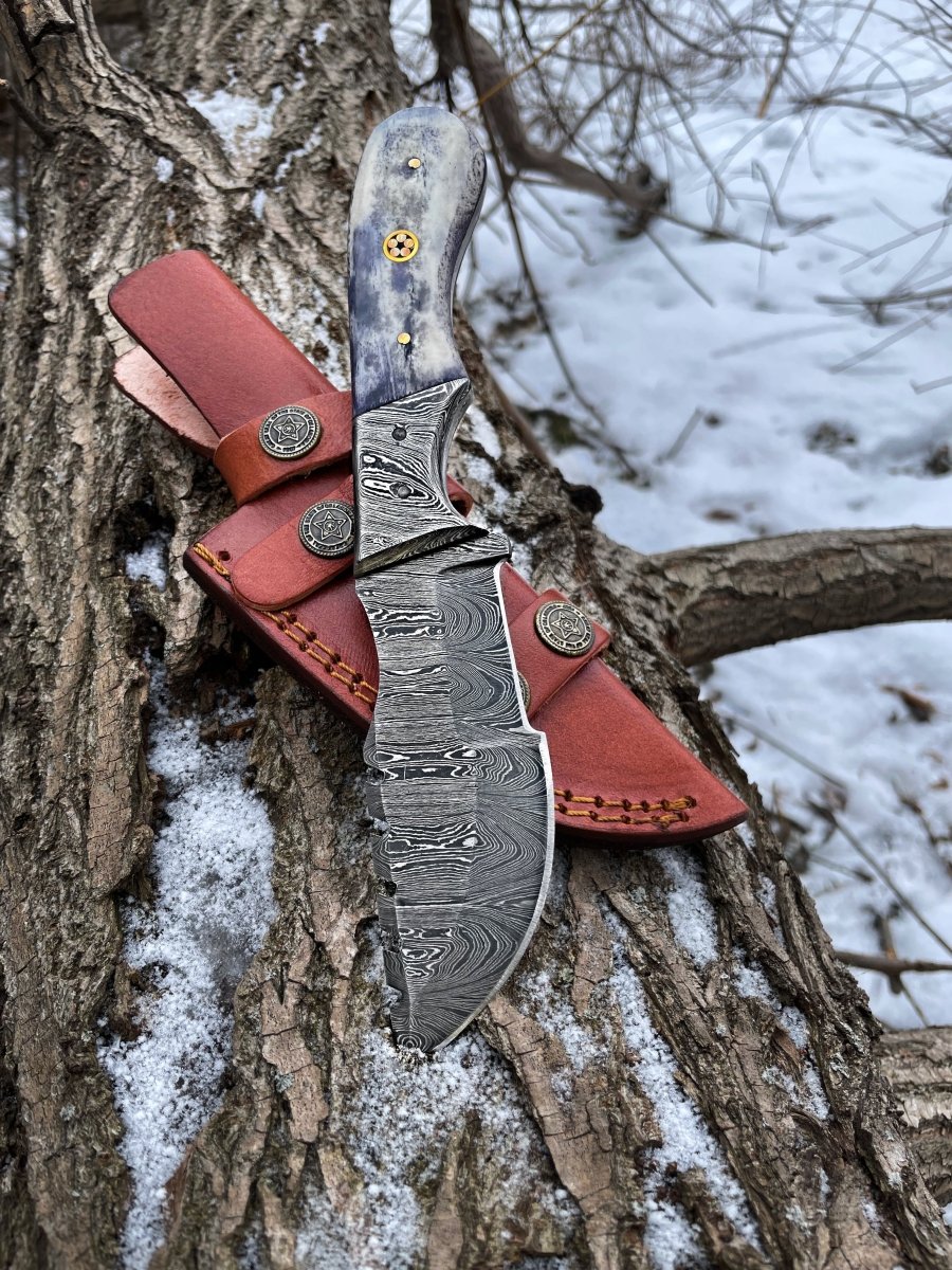 Unique Personalized Compact Tracker Customized Damascus Knife Gifts for Men by Groovy Guy