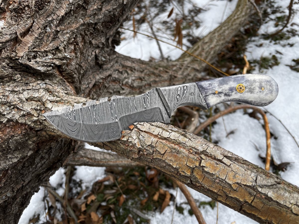 Unique Personalized Compact Tracker Customized Damascus Knife Gifts for Men by Groovy Guy