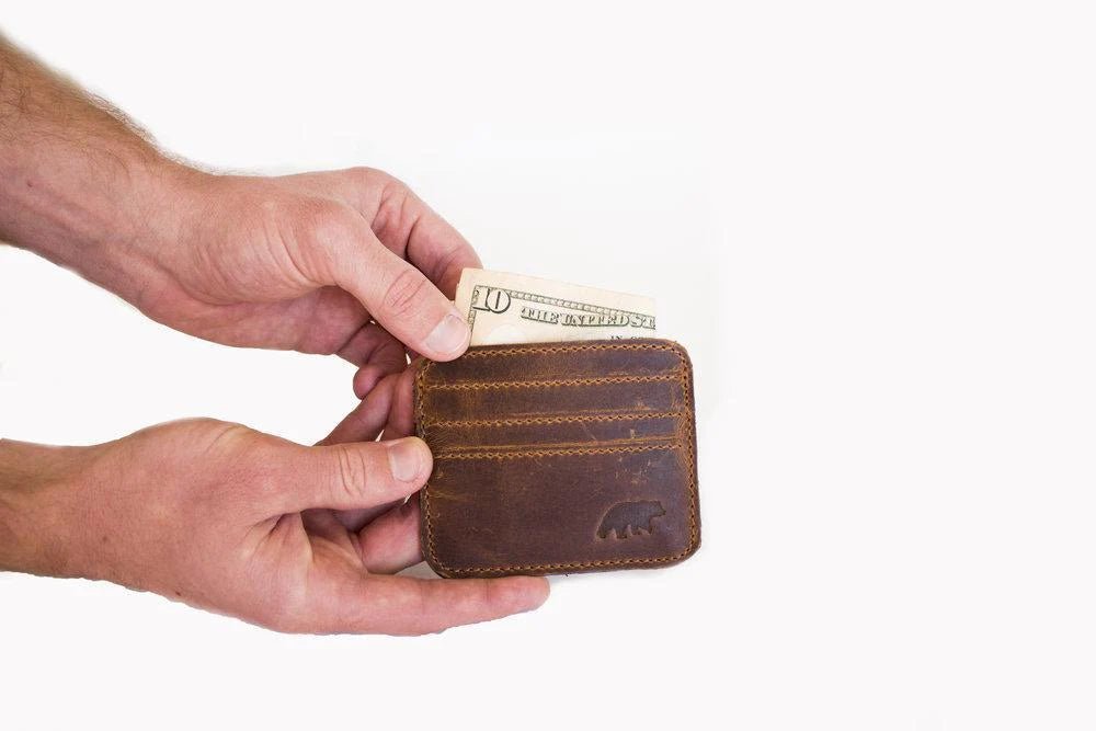 Unique Personalized Top Grain Leather Minimalist Wallet Customized Wallet Gifts for Men by Groovy Guy