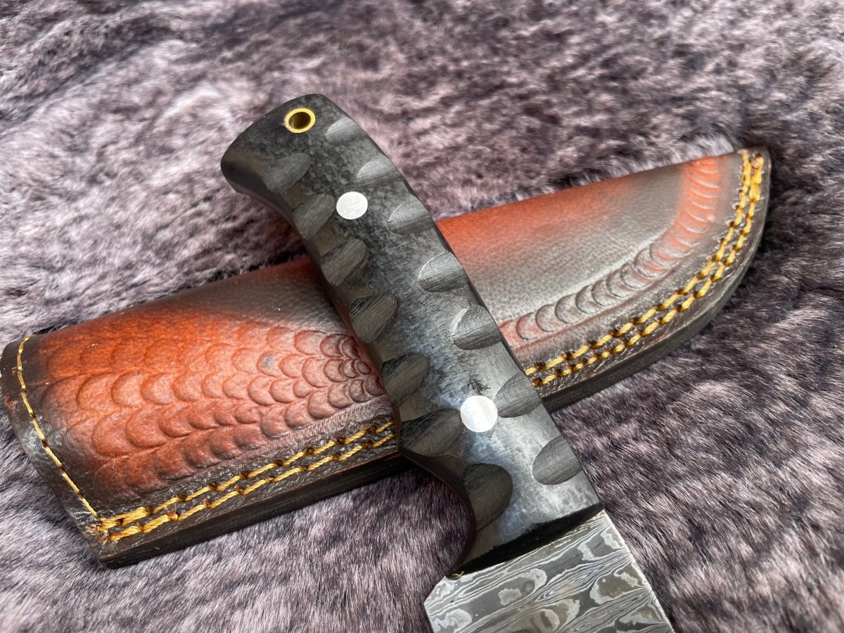 Unique Personalized Black Micarta Damascus Customized Damascus Knife Gifts for Men by Groovy Guy