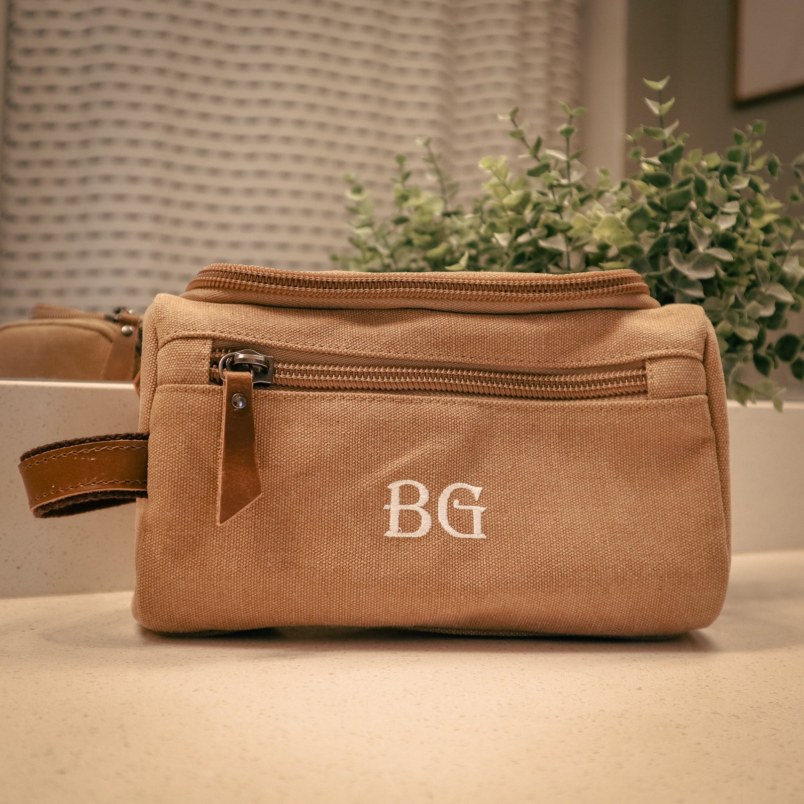 Personalized Vegan Leather Toiletry Bag Men - Grey – MCW Handmade