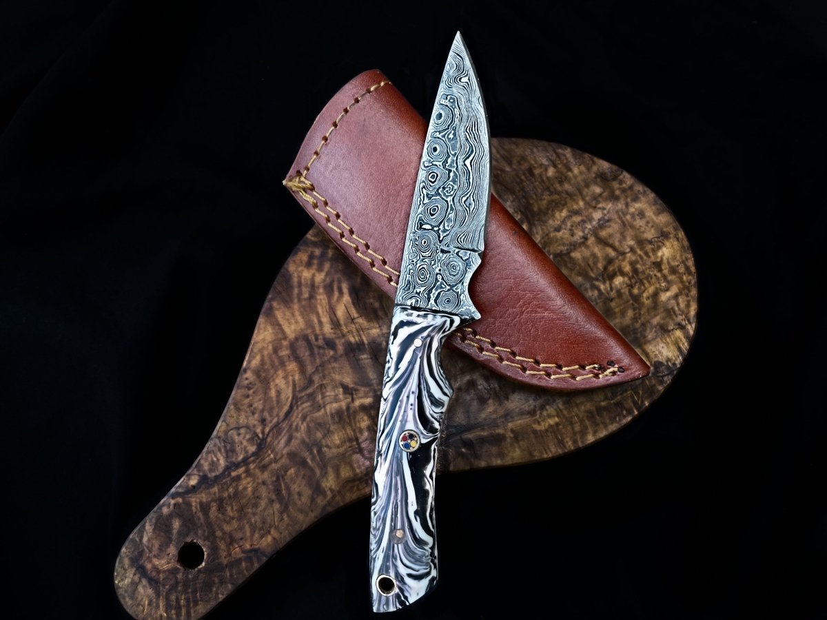 Unique Personalized Acrylic Raindrop Damascus Knife Customized Damascus Knife Gifts for Men by Groovy Guy