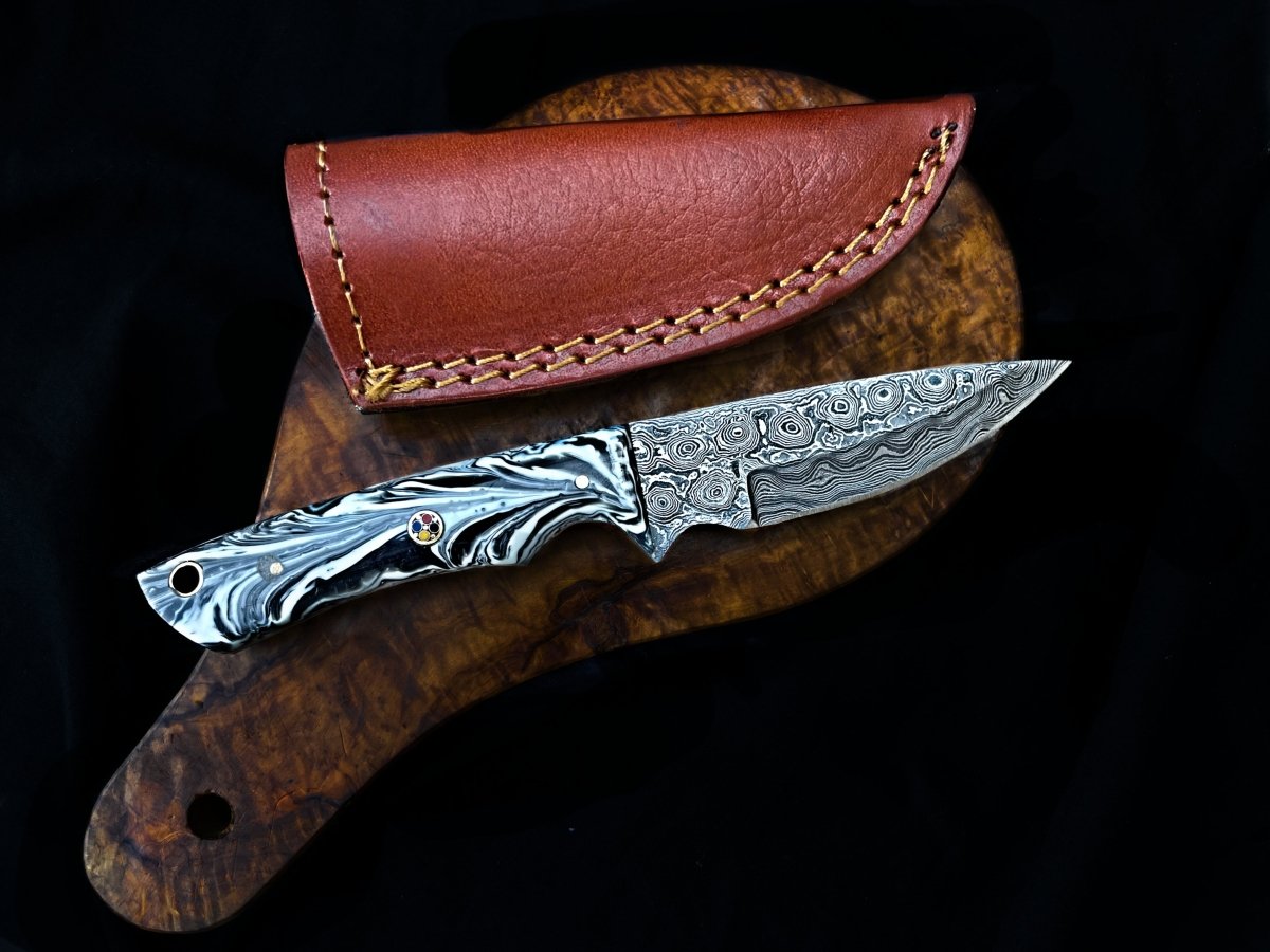 Unique Personalized Acrylic Raindrop Damascus Knife Customized Damascus Knife Gifts for Men by Groovy Guy