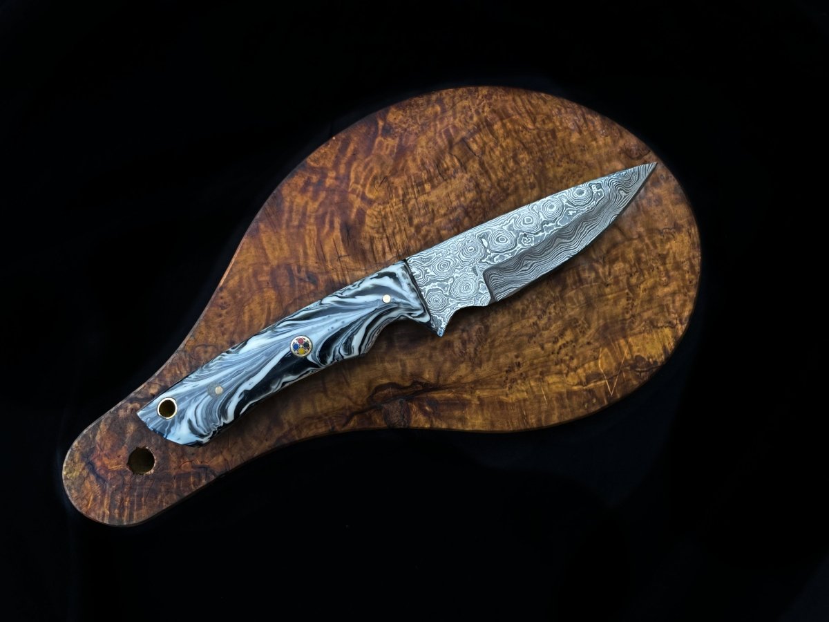 Unique Personalized Acrylic Raindrop Damascus Knife Customized Damascus Knife Gifts for Men by Groovy Guy