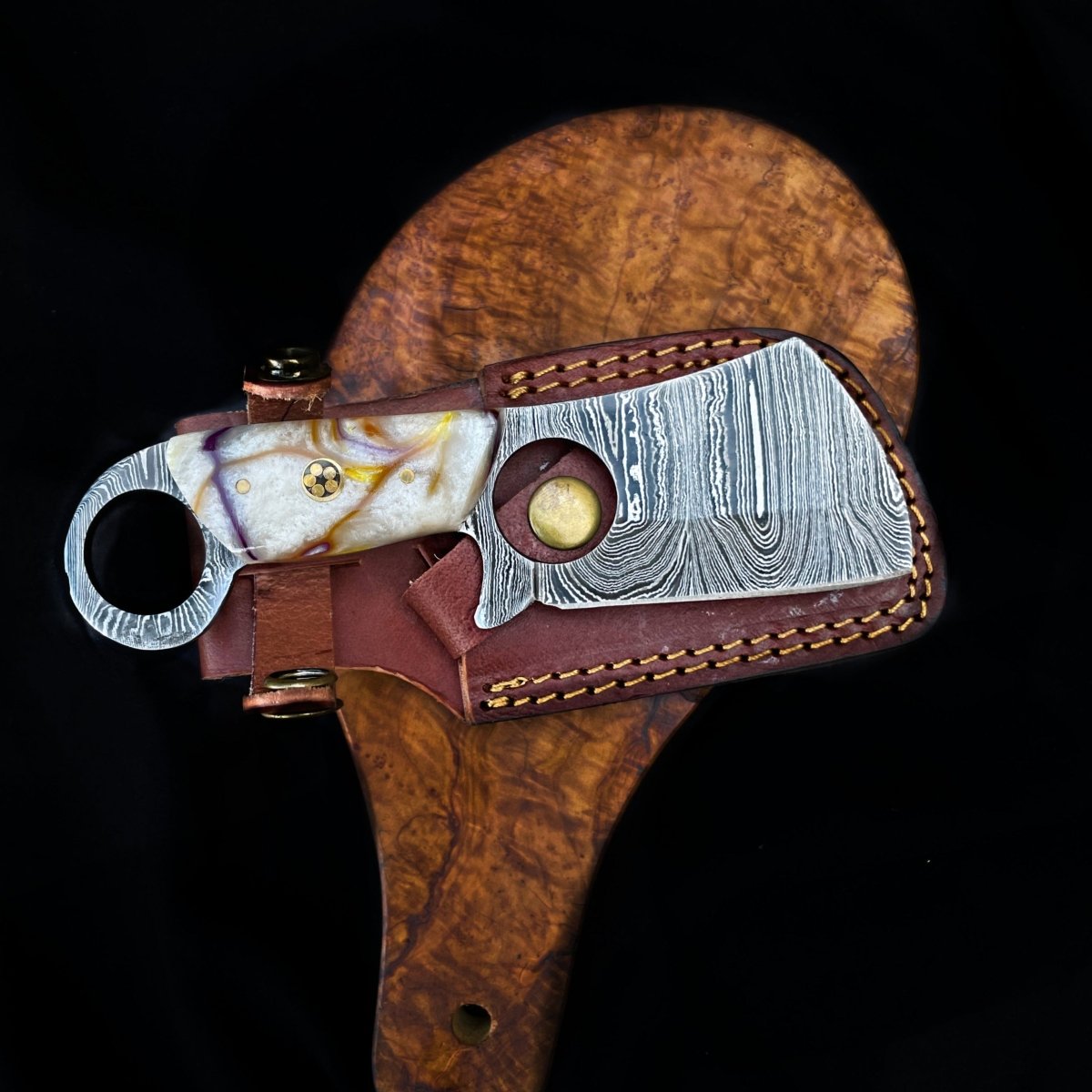 Unique Personalized Damascus Chopper Knife Customized Damascus Knife Gifts for Men by Groovy Guy