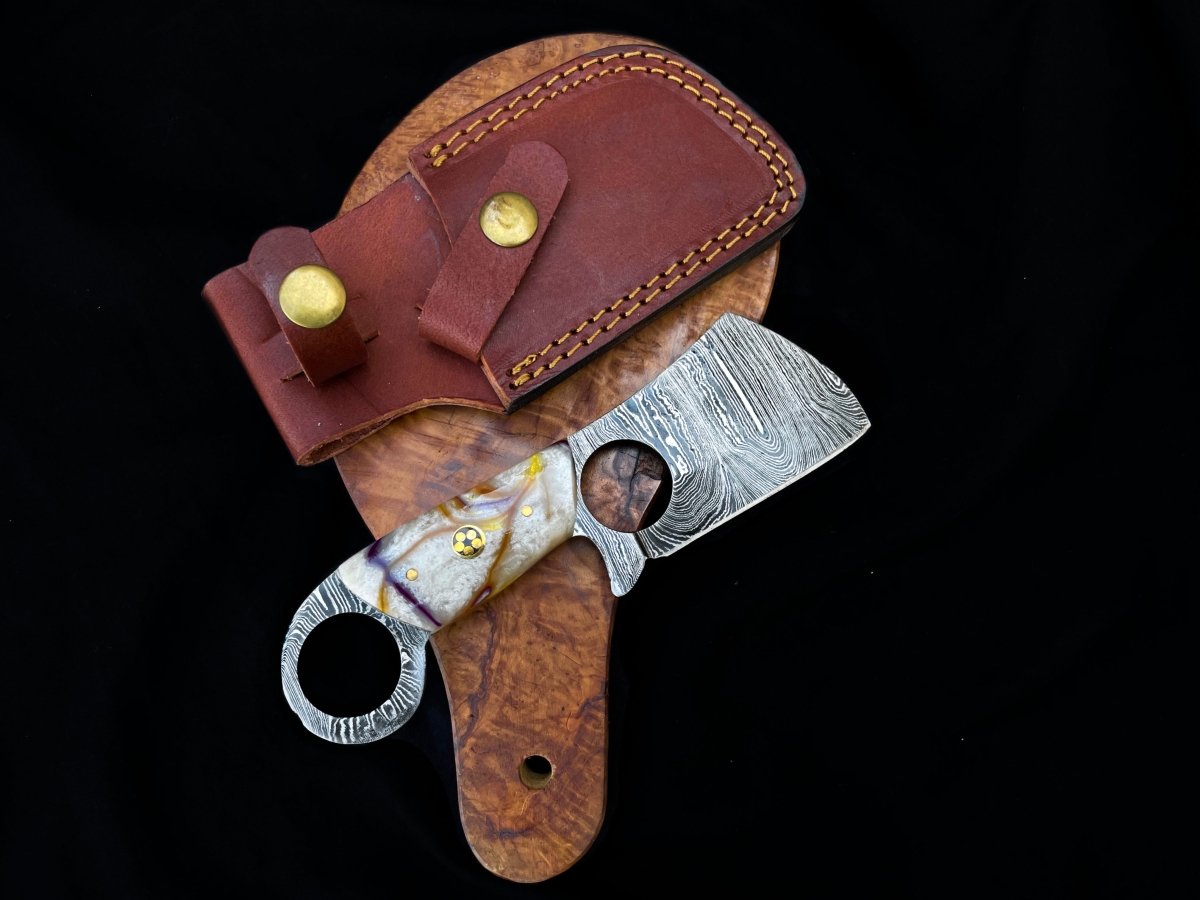 Unique Personalized Damascus Chopper Knife Customized Damascus Knife Gifts for Men by Groovy Guy