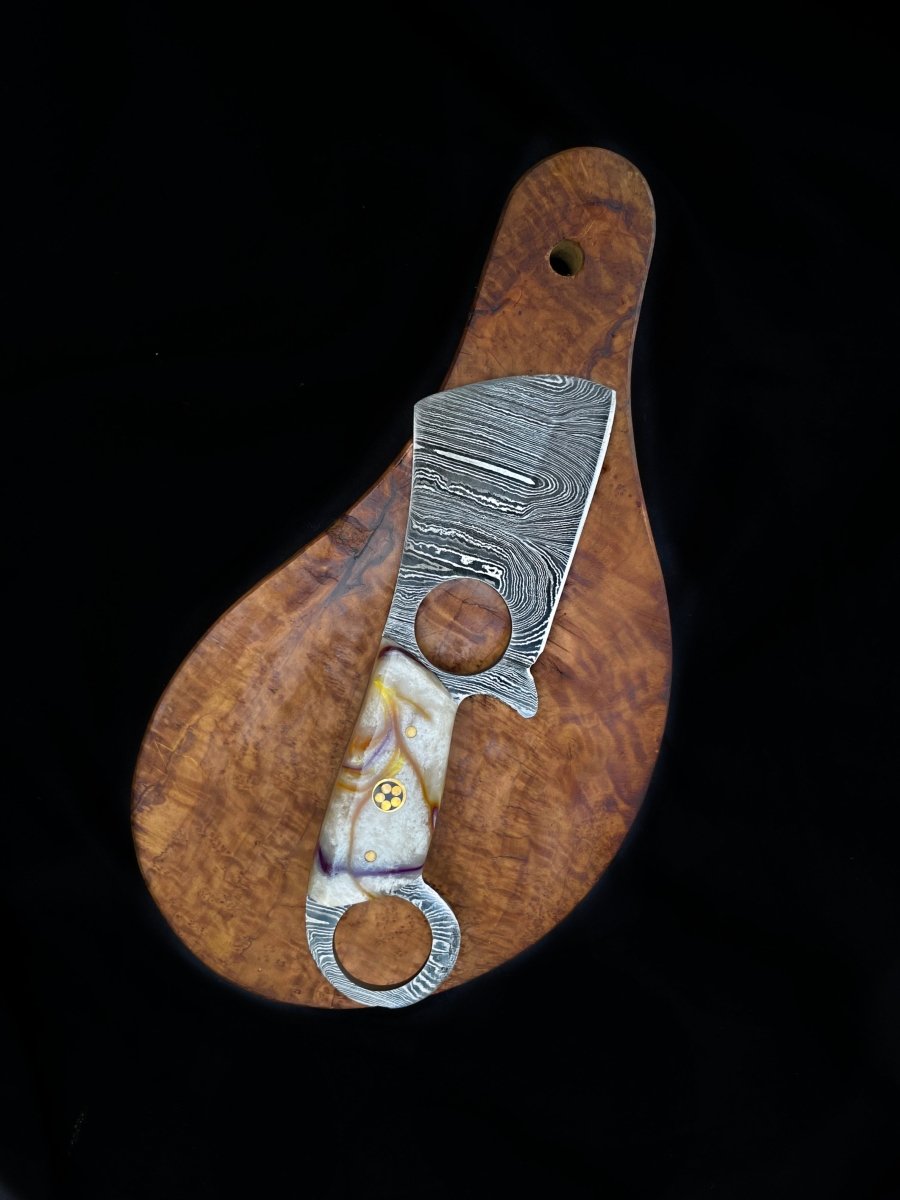 Unique Personalized Damascus Chopper Knife Customized Damascus Knife Gifts for Men by Groovy Guy