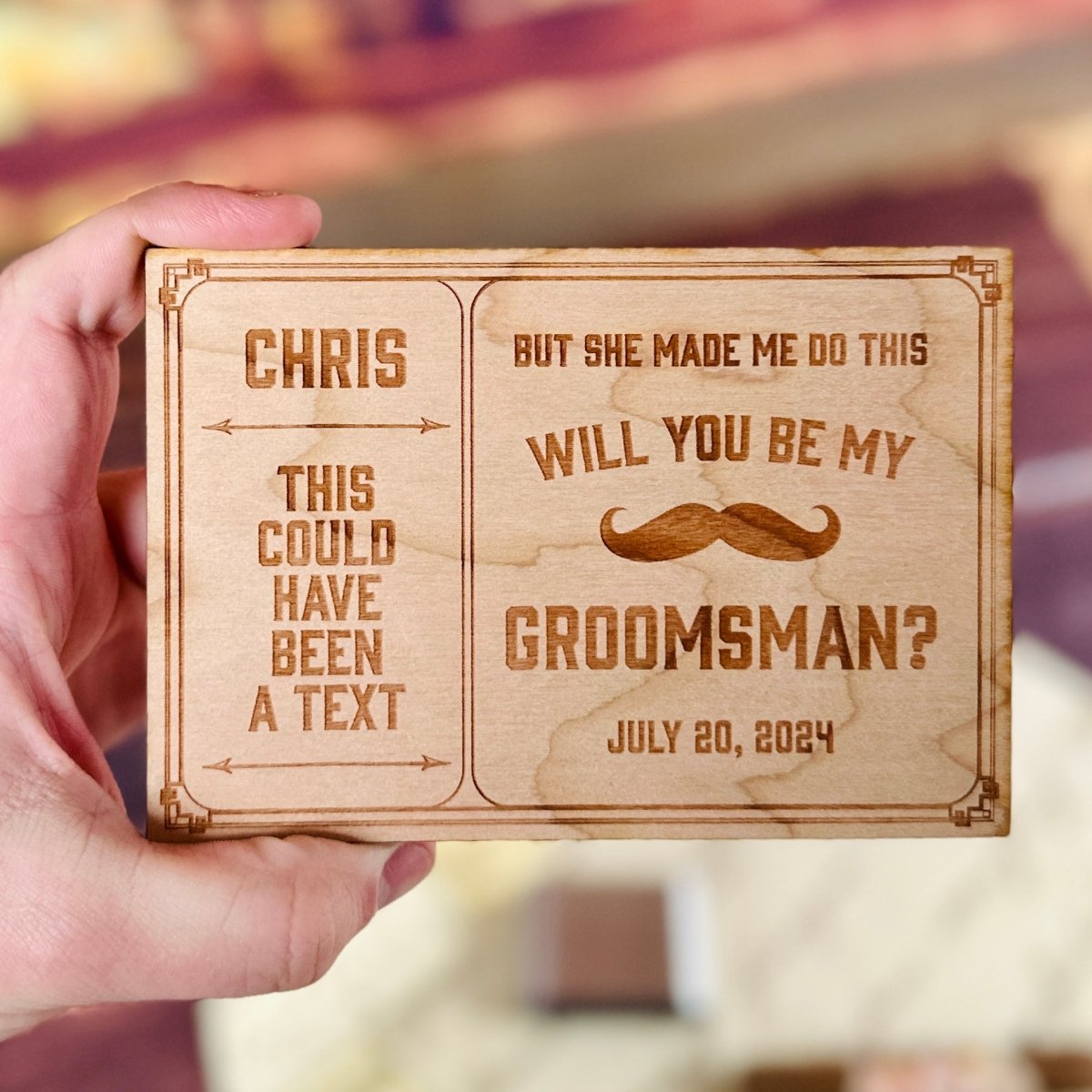 Unique Personalized Wooden Groomsmen Proposal Card Customized Groomsmen Gifts Gifts for Men by Groovy Guy