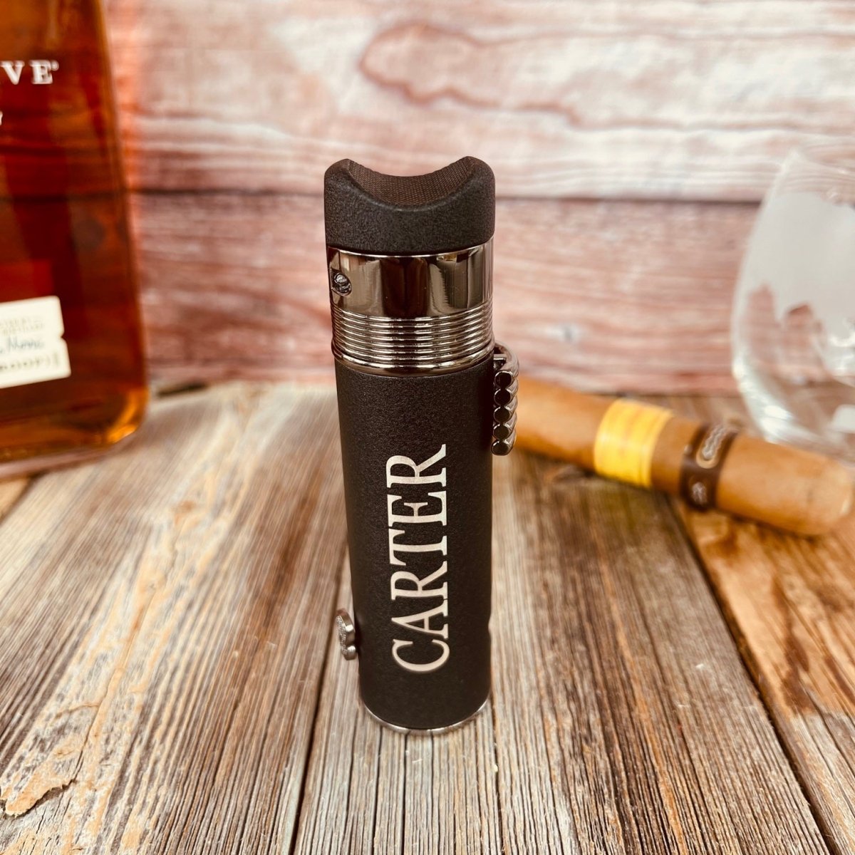 Unique Personalized Triple Threat Personalized Cigar Lighter Customized Cigar Gifts for Men by Groovy Guy