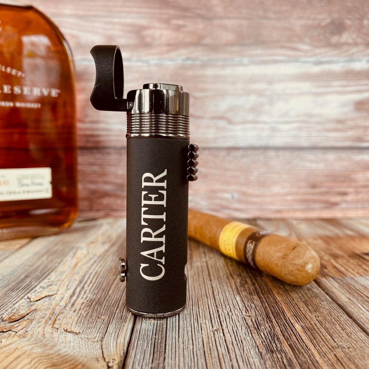 Unique Personalized Triple Threat Personalized Cigar Lighter Customized Cigar Gifts for Men by Groovy Guy