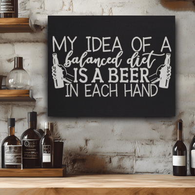 Black Silver Leather Wall Decor With I Can Balance My Beer Design