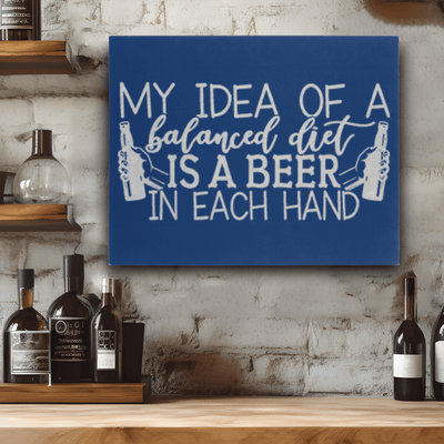 Blue Leather Wall Decor With I Can Balance My Beer Design