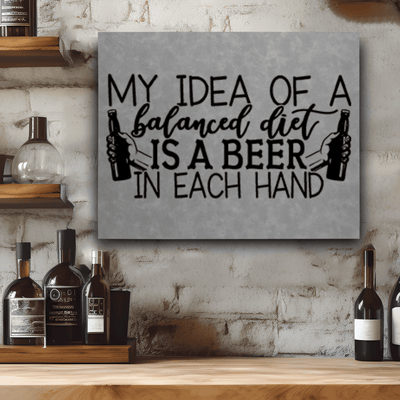 Grey Leather Wall Decor With I Can Balance My Beer Design