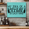 Teal Leather Wall Decor With I Can Balance My Beer Design