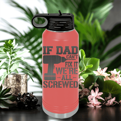 Salmon Fathers Day Water Bottle With If Dad Cant Fix It Design