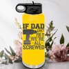 Yellow Fathers Day Water Bottle With If Dad Cant Fix It Design