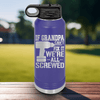 Purple Fathers Day Water Bottle With If Grandpa Cant Fix It Design