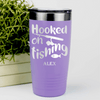 Light Purple Fishing Tumbler With Im Hooked On Fishing Design