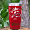 Red Fishing Tumbler With Im Hooked On Fishing Design