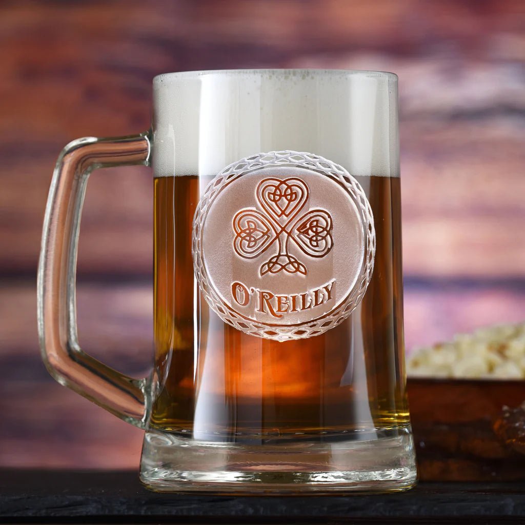 Unique Personalized Celtic Beer Mug Customized pint glass Gifts for Men by Groovy Guy