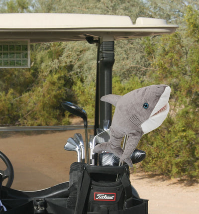 Shark head golf cover on golf club