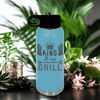 Light Blue Fathers Day Water Bottle With King Of The Grill Design