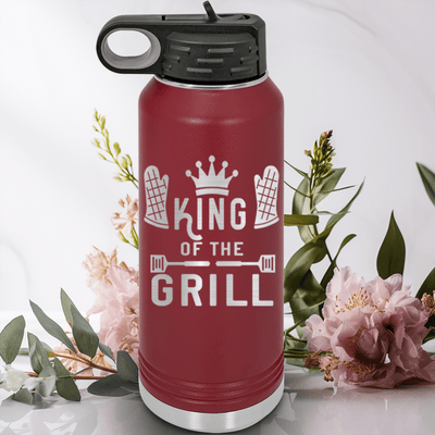 Maroon Fathers Day Water Bottle With King Of The Grill Design